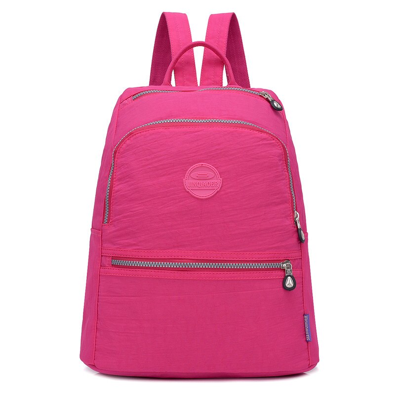12 Kleuren Mode Vrouwen Nylon Rugzak Vrouwen Schouder Reistassen Waterdichte Casual Dagrugzak Voor Meisje Rugzak Mochila Feminina: Rose-Red