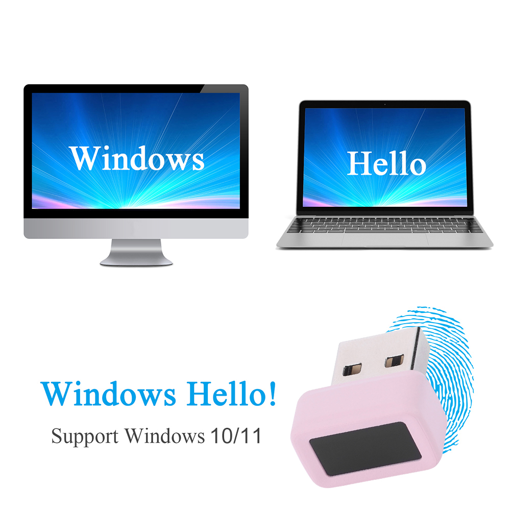 USB Fingerprint Key Reader Biometric Fingerprint Scanner Anti-Spoofing Windows Hello FIDO U2F Biometric Mini Security Key Dongle