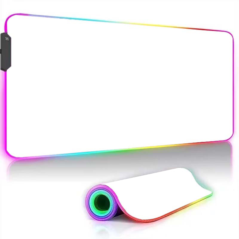 Weißes und schwarzes LED-Mauspad, RGB-Spielen-Mauspad, Spielzubehör, hintergrundbeleuchtete Schreibtischunterlage, Computer-Tastatur, Mäusematte, XXL, großes Mauspad