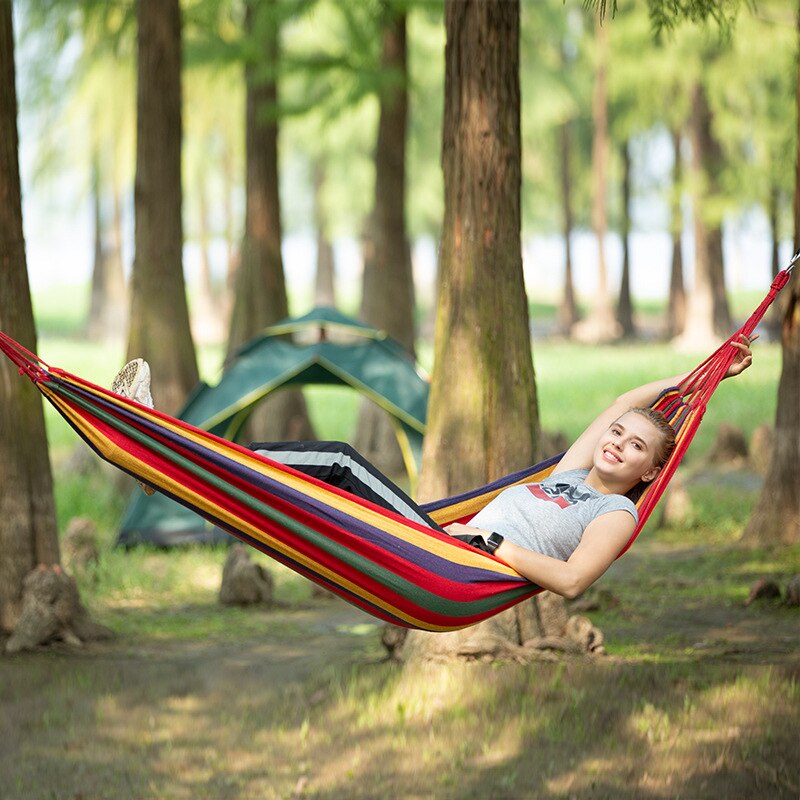 Frihedsbåd kamel camping bøjle gynge udendørs fortykket lærred bøjle rekreativt bærende dobbelt mini hængekøje gynger