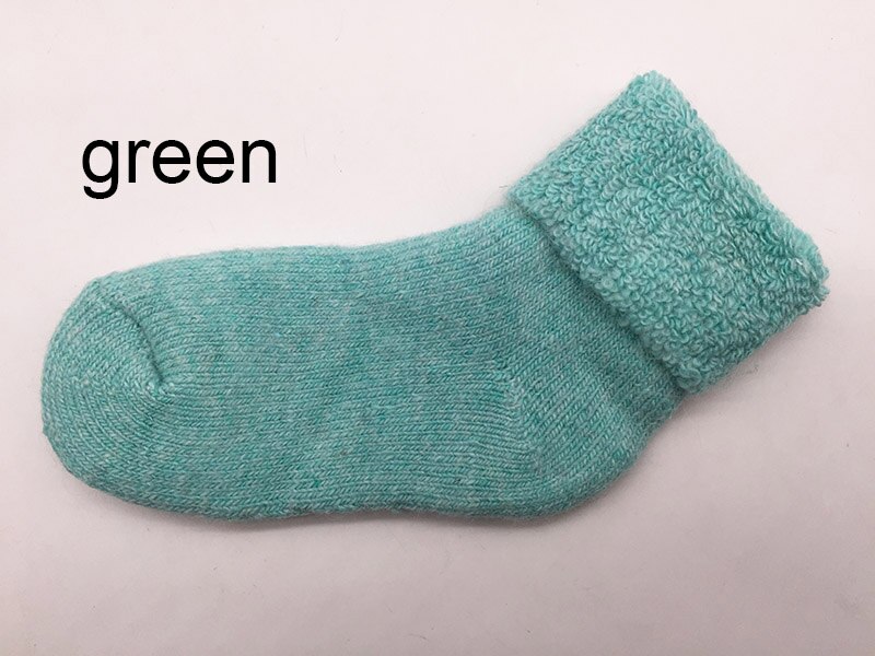 Style Real Woolen Thick Kids Socks Winter Soft Warm Baby Thermal Floor Socks Boy Girl Children Socks WZ02: Green / 0-3 Years