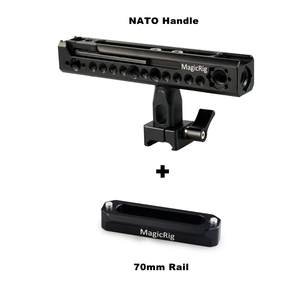 MAGICRIG impugnatura rotante NATO impugnatura laterale impugnatura con attacco per pattino freddo e punto di posizionamento per arre per fotocamera DSLR, gabbia per fotocamera: With 70mm Rail