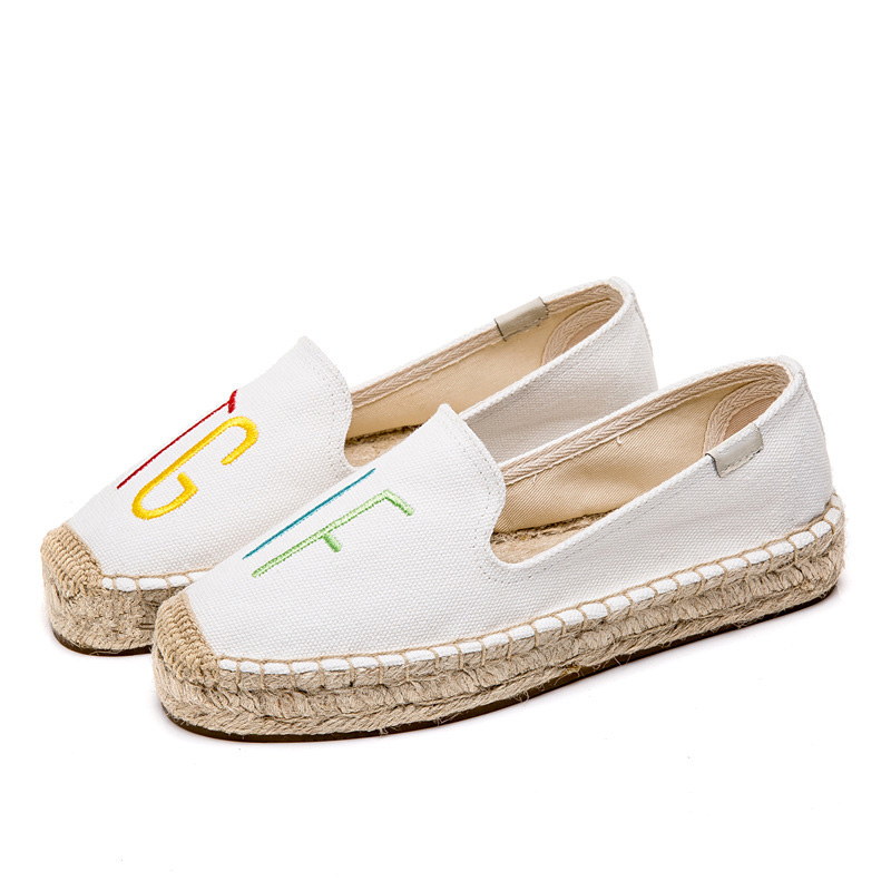 verano bordado TGIF lienzo Alpargatas mujeres pisos Insta Estilo De vacaciones alpargata plataforma Zapatos Alpargatas De Mujer