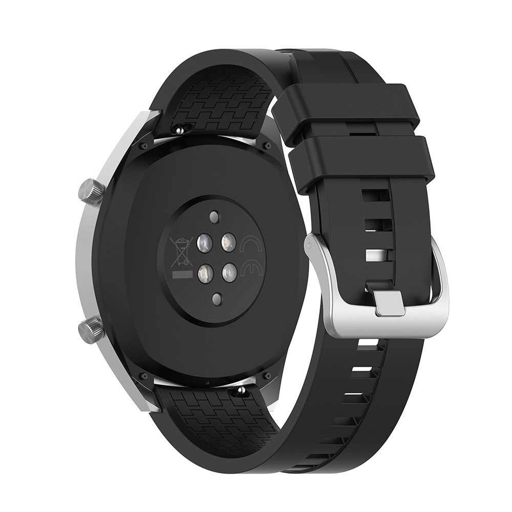 Sport silikone urbånd 22mm til huawei ur gt aktiv / klassisk ære magi hurtig frigivelse armbåndsrem til smart ur: Sort