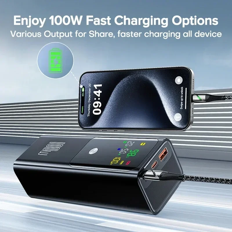 Novo pd100w carregamento rápido power bank 20000mah carregador portátil de alta capacidade bateria sobressalente externa portátil powerbank para iphone