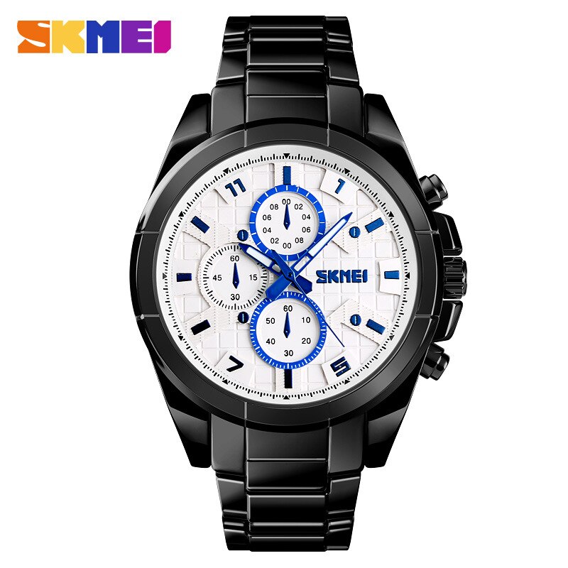 SKMEI1378 Mannen Casual Quartz Horloge Decoratieve Kleine Plaat Eenvoudige Rvs Horloge: Coffee