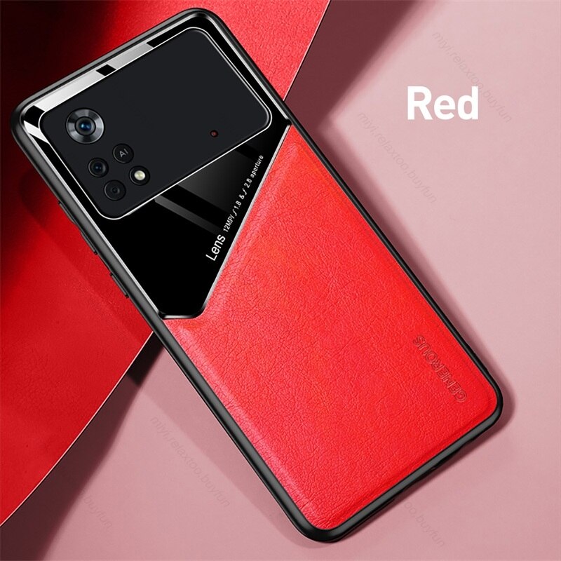 Luxus Leder Magnetische Abdeckung Für Xiaomi Poco X4 Pro 5G NFC 2201116PG 6.67 &quot;Weichen Stoßfest Stoßfänger Schützen Fundas x4Pro X 4 Pro: For Poco X4 Pro 5G / Red-03