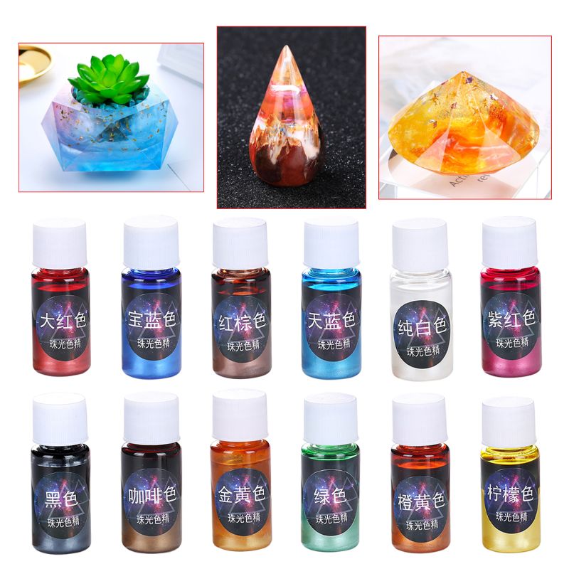 10ml Pearlescent Pigment Powder Rainbow UV Resin Epoxy Material For DIY Jewelry Pendant Making Crafts Accessories 12 Colors