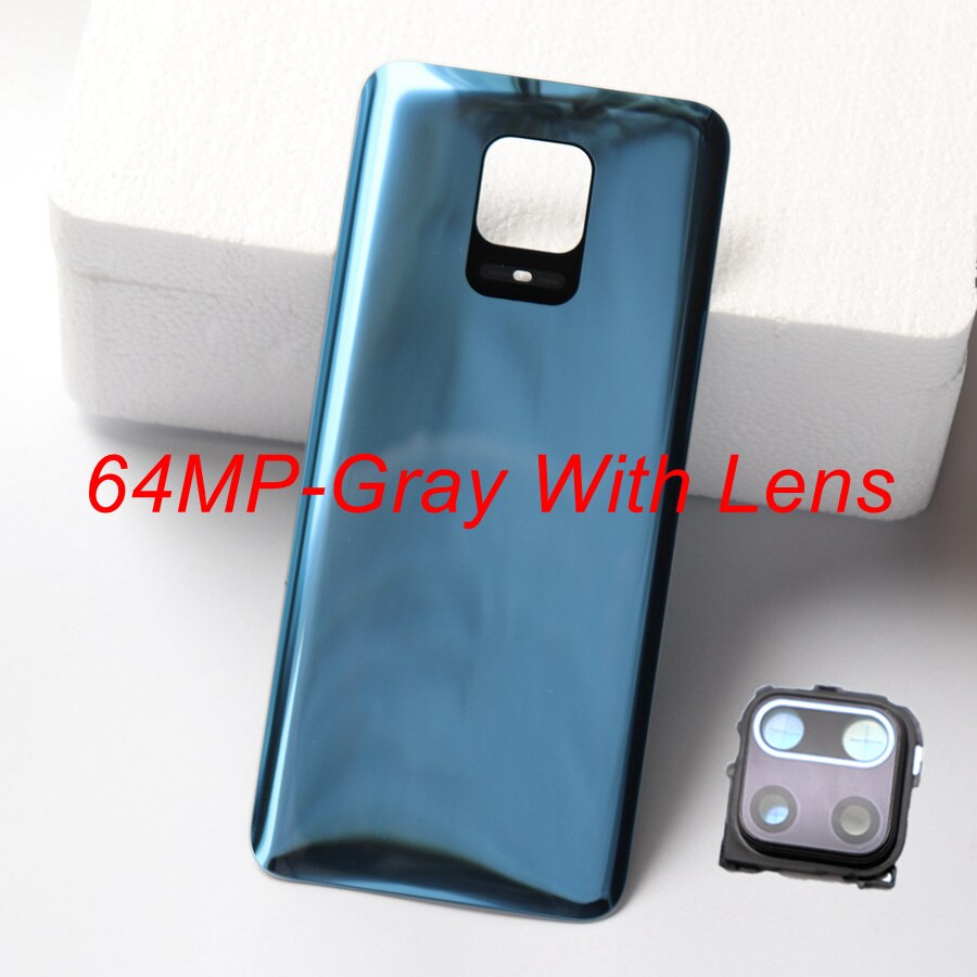 Back Glass Cover for Xiaomi Redmi Note 9 Pro 9S Battery Cover Rear Housing Door Glass Panel Case for Redmi Note 9S Battery Cover: 64MP-Gray With Lens