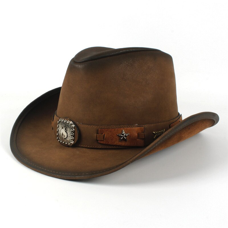 Mode Vrouwen Mannen Western Cowboy Hoed Voor Papa Gentleman Lady Sombrero Hombre Jazz Caps Met Tauren Riem Maat 58 CM