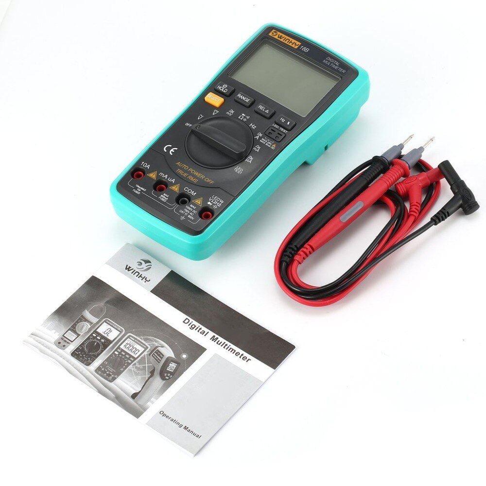 18B Digital Multimeter Tester True RMS AC/DC Volt Amp Ohm Capacitance Frequency Diode LED Test Meter 5999 Counts Backlight