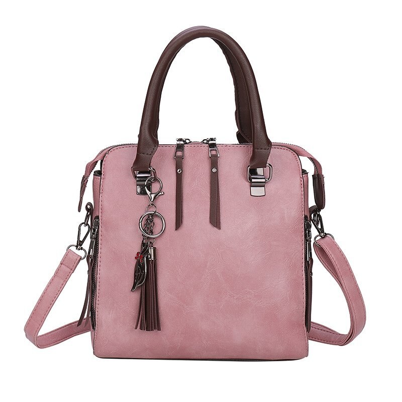 Offre Spéciale Vintage EN CUIR PU Sacs À Bandoulière Pour femmes nouveaux Sacs À Bandoulière Gland Sac à Main Femme Boston Sac PRINCIPAL: Pink