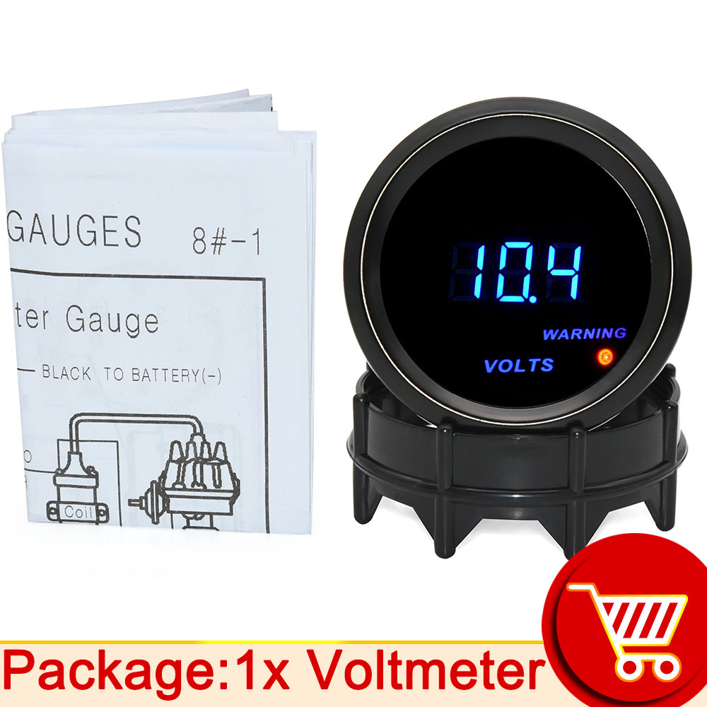 Auto Digital Manometer 52mm Turbo Schub PSI Bar Öl Druck Öl Wasser Temp Messgerät Voltmeter Tachometer RPM Meter Mit warnung Licht: Voltmeter