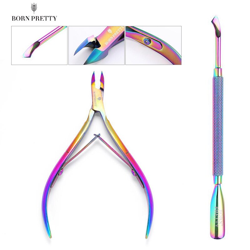BORN PRETTY Cuticle Nippers Nail Art Scissors Cuticle Clippers Trimmer Dead Skin Remover Stainless Steel Cutters Nails Tool: 2PCS Set 1
