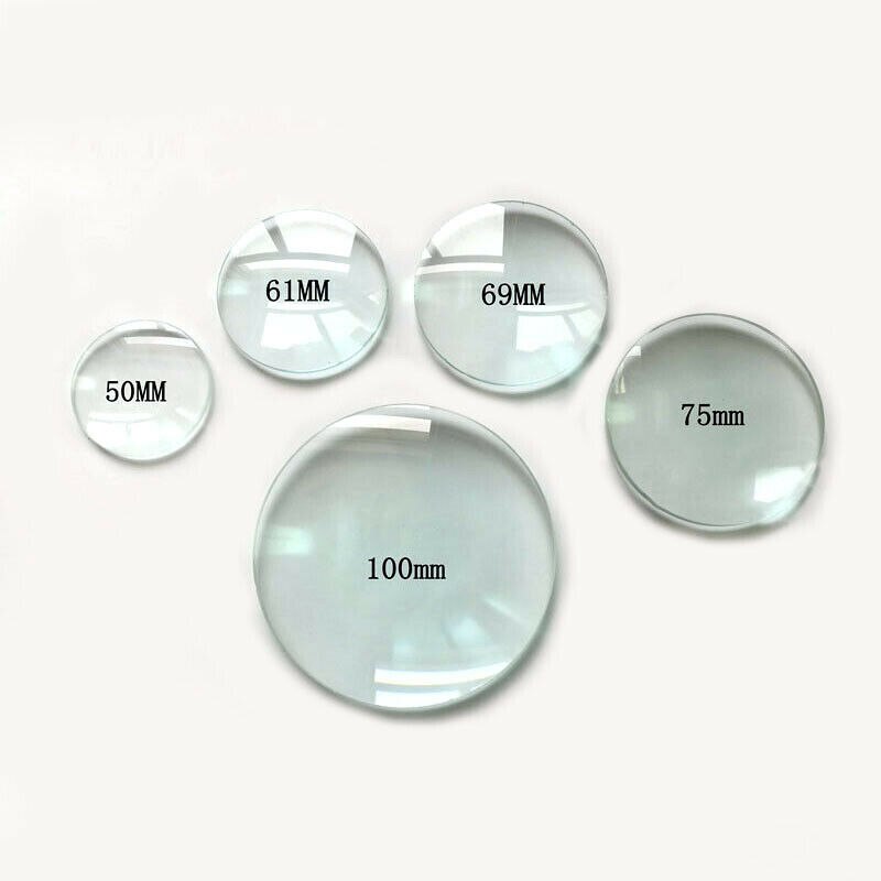 Diameter 50mm 61mm 69mm 75mm 100mm Optical Glass Condenser Convex Magnifying Glass Lens DIY 2X 3X Magnifier Lenses
