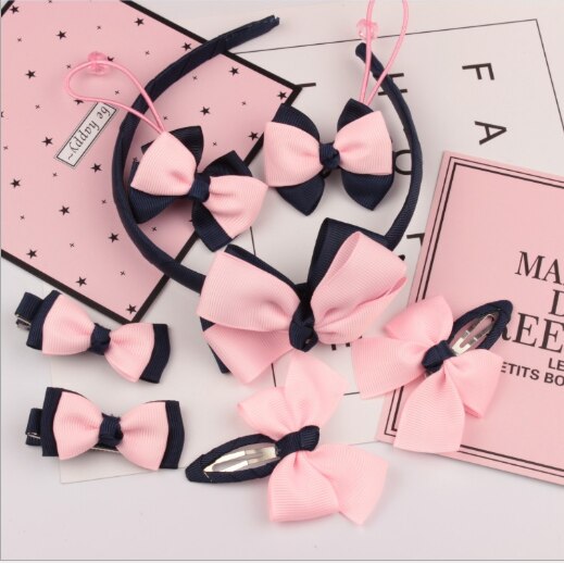 Children's Hair Ornament Headband Girl's Headband Hair Rope Baby Hair Clip Head Accessories Set: Multicolor