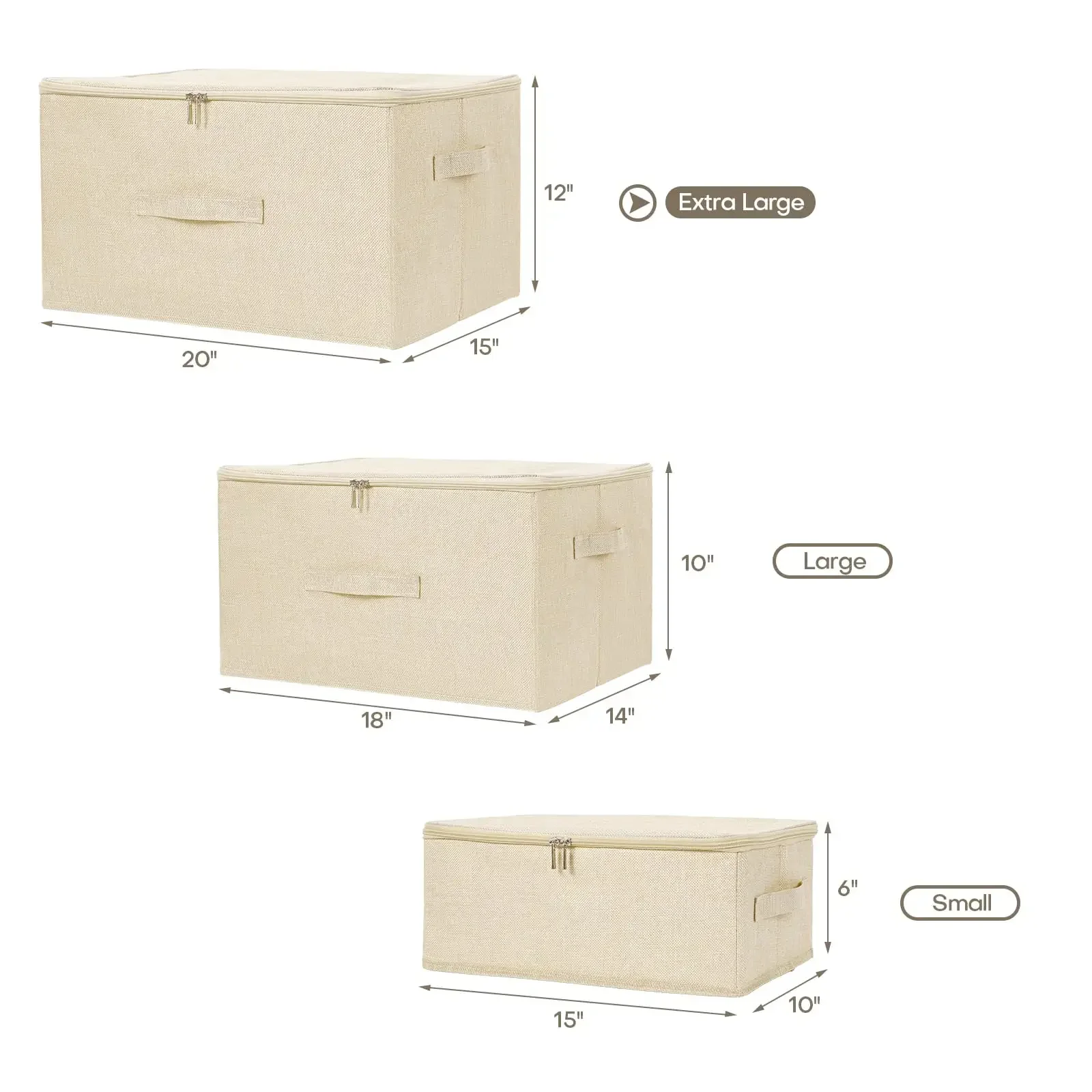 Kleding Opbergbakken Met Ritssluiting Met Handgrepen Opvouwbare Katoenen Linnen Stof Kubus Mand Organizer Container Box