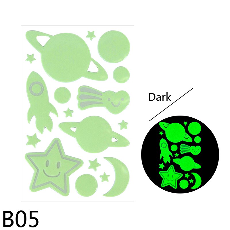 Luminous Stars Moon Wall Stickers Fluorescent Glow In The Dark for Kids Bedroom Baby Nursery Home Ceiling Decoration Wall Decals: B05