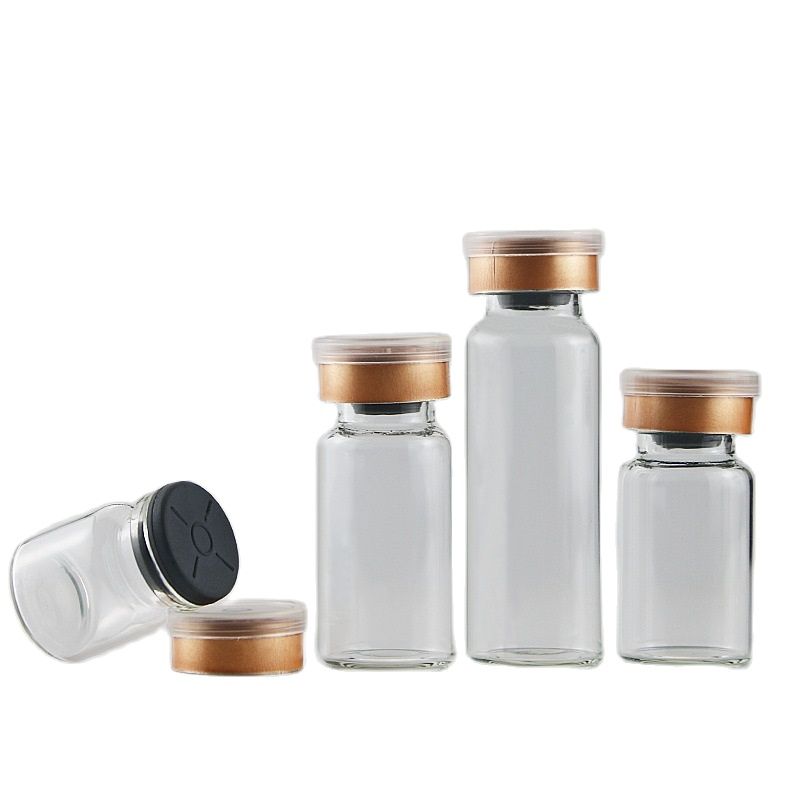 (100pcs) 1ml 2ml 5ml Vials with Rubber Stopper Flip Off Caps or Al Caps Glass Bottles