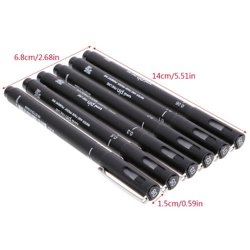 Bolígrafo de dibujo de línea ultrafina, pluma de pintura con punta de aguja, 6 piezas, 005 01 02 03 05 08, 1XCE