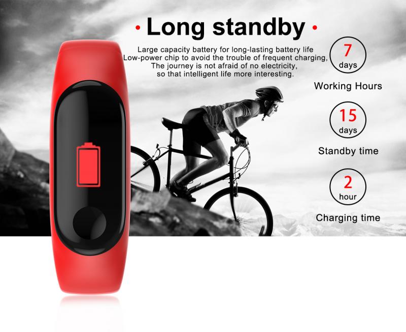 M3 Fitness Bracelet Blood Pressure IPS Screen Oxygen Heart Rate Monitor Smart Bracelet Waterproof Tracker Wristbands