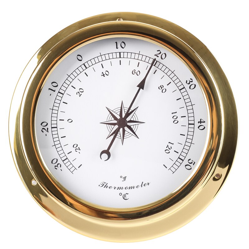 1 st mässing väska väderstation barometer temperatur hygrometer klocka och klocka tid 145mm 1-6 modell att välja  b91456: 145mm termometer