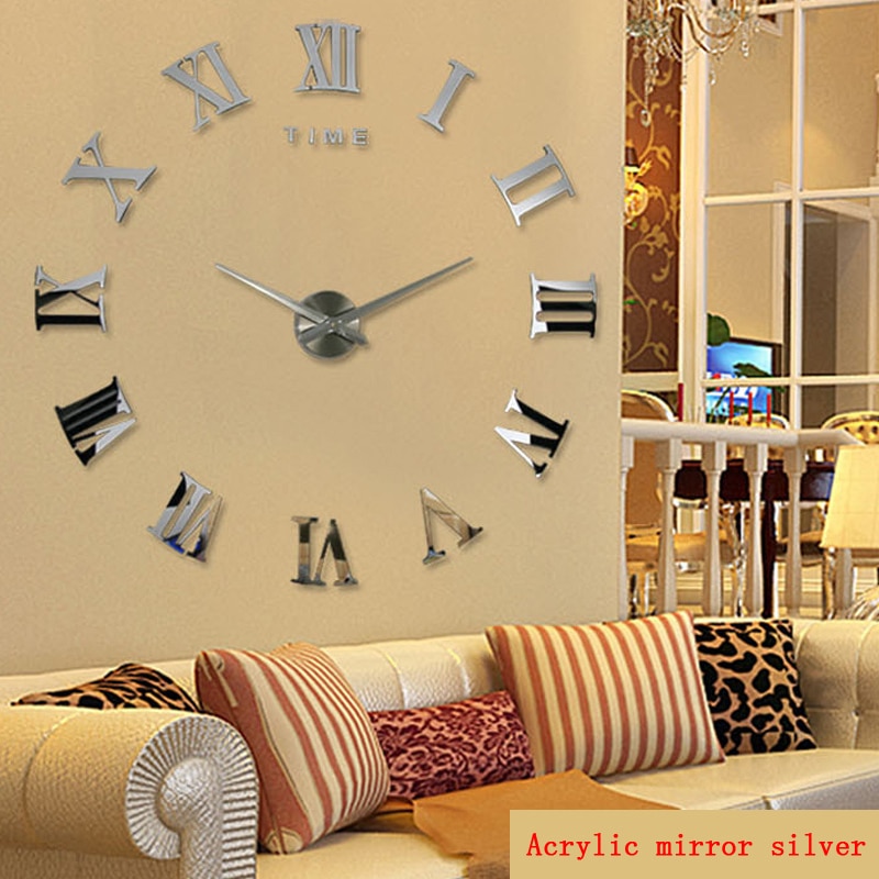 Echt Digitale Spiegel Große Wanduhr Moderne Wohnzimmer Quarz Metall Uhr Freies Hause Dekoration