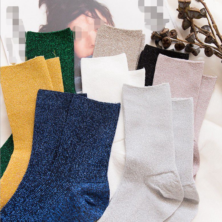 1 paar glänzend Lange Socken Herbst und Frühjahr Neue funkeln Harajuku Weichen frauen Elastische Strumpfwaren