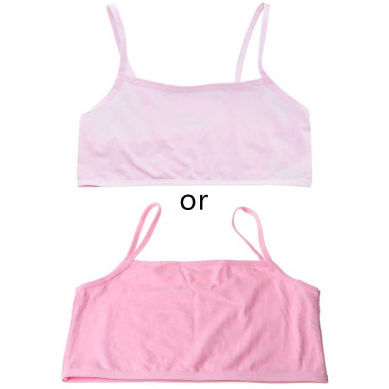Pubertet teenage pige bomuld undertøj studerende brystholder træning bh ensfarvet: Lyserød