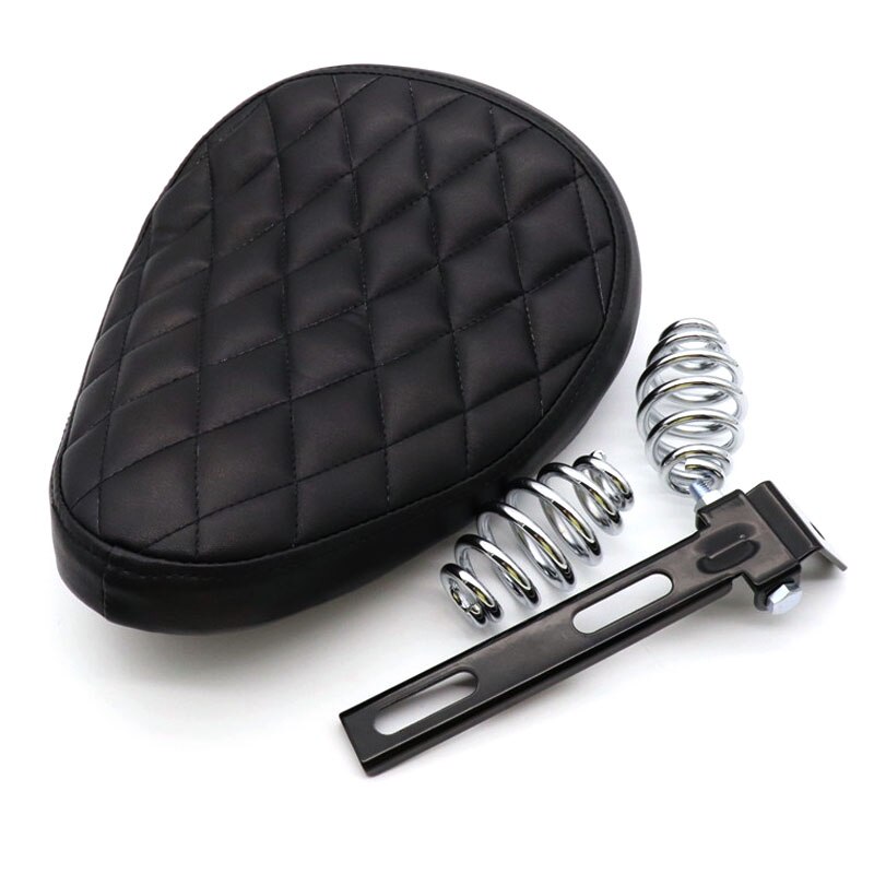 Aangepaste motorfiets pu lederen zadelkussens 3 "veren solo beugelzadel universeel voor harley chopper bobber cafe racer