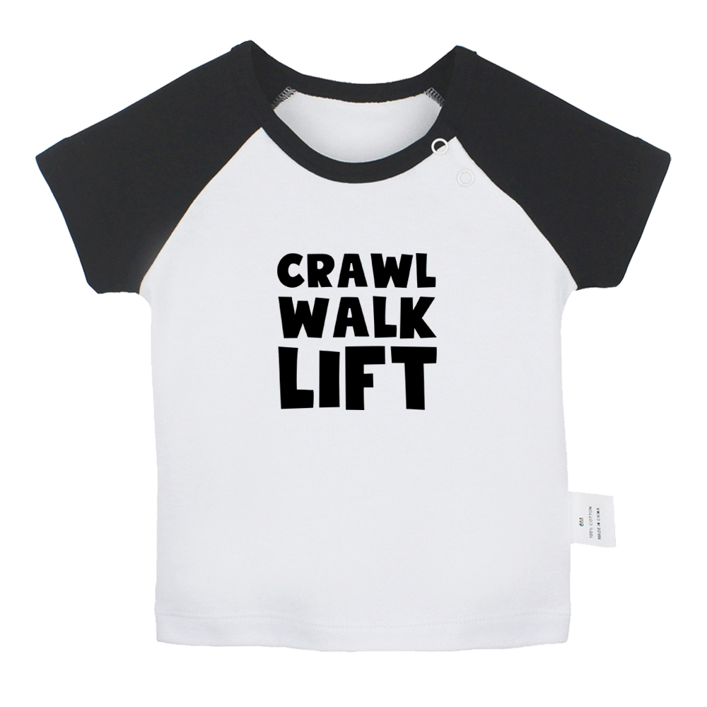 Zomer Crawl Walk Lift Fun Art Gedrukt Baby Jongens T-shirts Leuke Baby Meisjes Korte Mouwen T-shirt Pasgeboren Katoen tops Kleding: BabyCB8164D / 18-24M