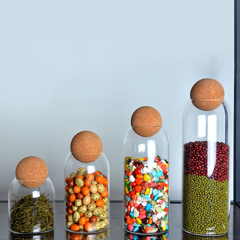 Opslag Glazen Pot Met Houten Deksel Fles Keuken Mason Potten Met Deksel Glazen Fles Container Granen Dispenser Bus