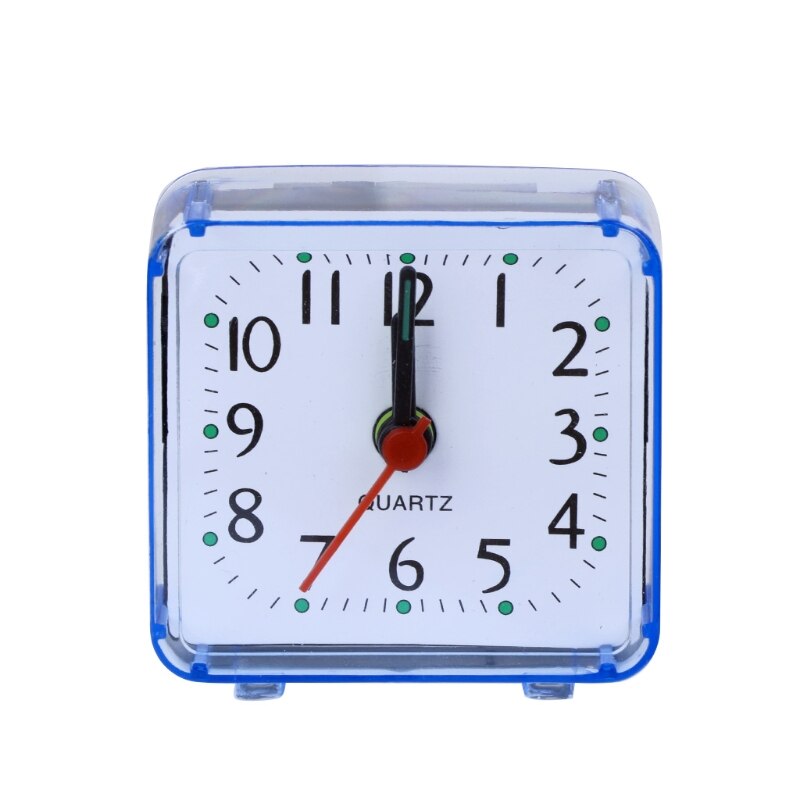 Mini Square Quartz Beep Alarm Clock Plastic Desk Table Travel Trip Portable White/Green/Blue/Pink: Blue