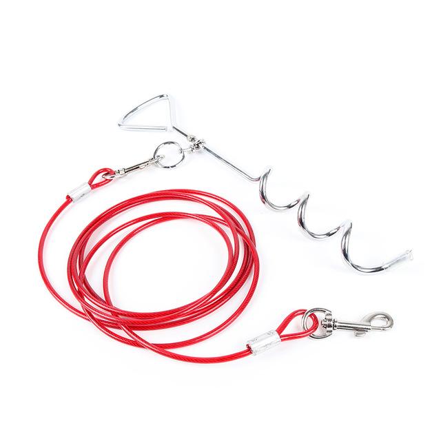 Pet Hondenlijn Spiraal Gebonden Anti Wrap Knopen Weide Hond Nail Voor Outdoor Camping Tuin Met Leads Draad Honden Riem 3M/5M/10M: Rood / With 10M Leash