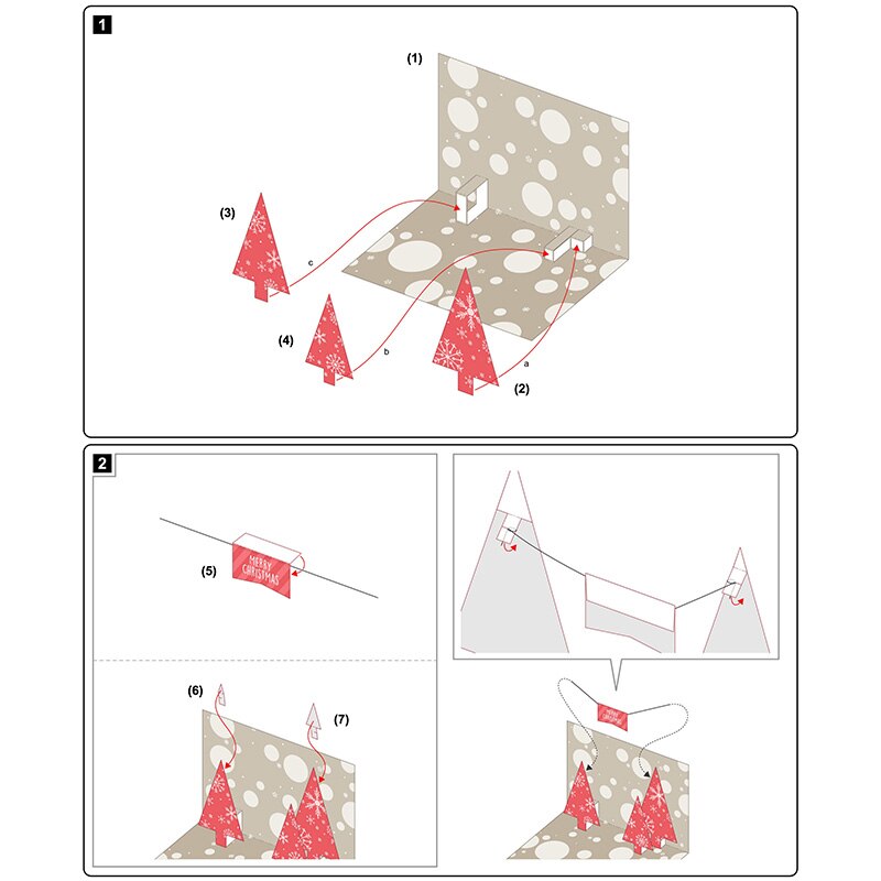 DIY Pop-up Card Christmas Tree,Handmade 3D Anniversary Greeting Paper Model,Postcard Invitation Papercraft,Craft Toy ER-102