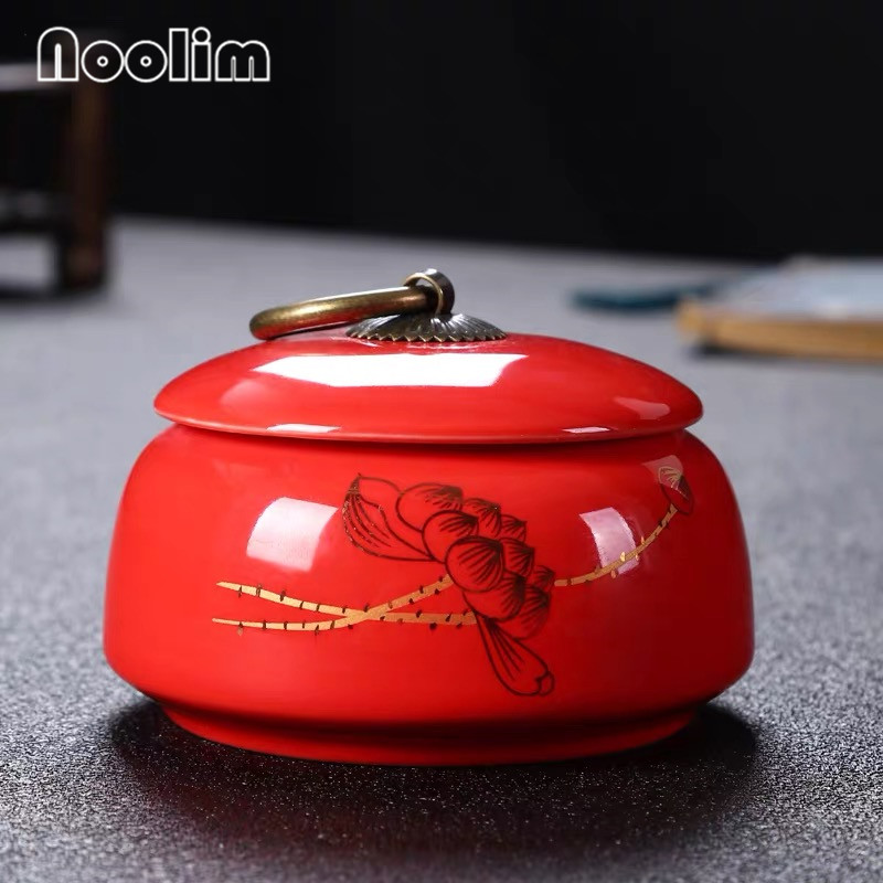 Portable Travel Ceramic Sealed Pot Small Storage Box Household Tea Caddy Canister with Lid Kitchen Spice Jar: C