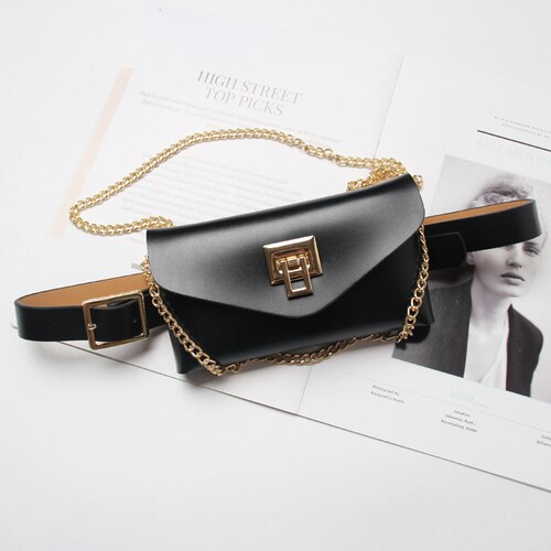 Wit Zwart Mini Telefoon Flap Bag Crossbody Messenger Bag Vrouwen Faux Leather Taille Riem Portemonnee Tas Mode Vrouwelijke Handtas Handtas: Black