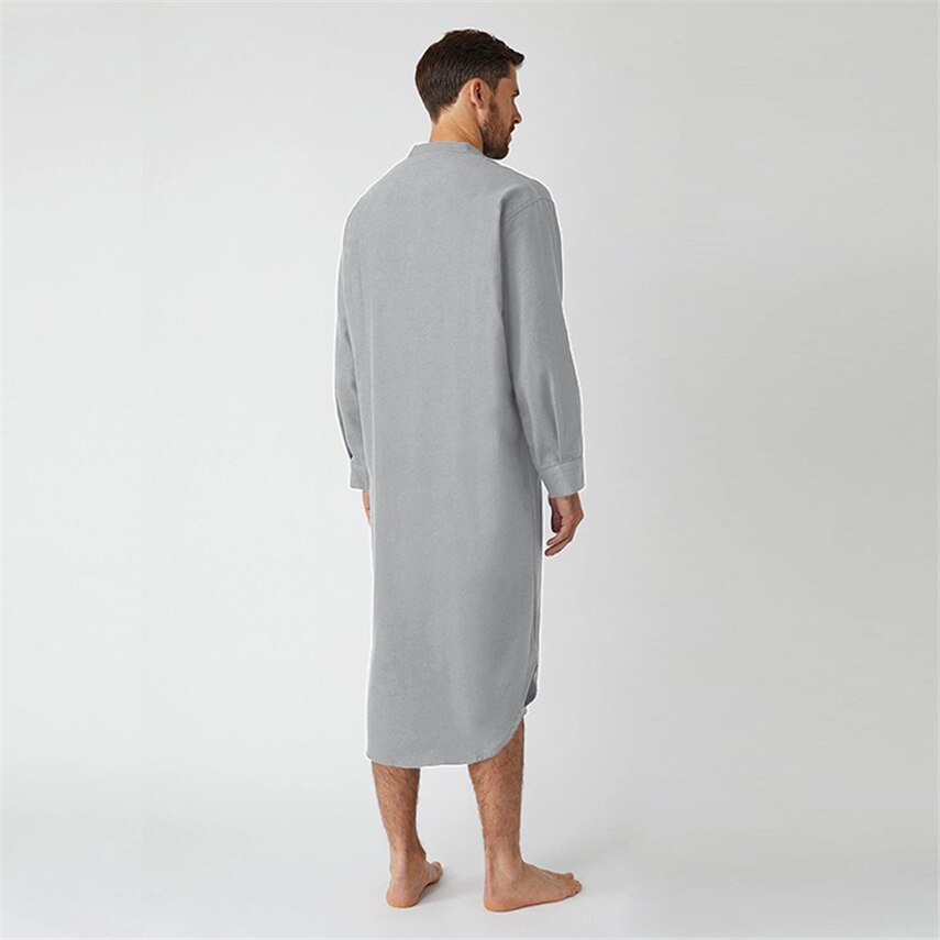Mannen Moslim Lange Robe Islamitische Kleding Effen Karftan Jubba Thobe Dubai Saudi Arabië Thuis Gebed Dragen Nachtjapon Abaya Jurk