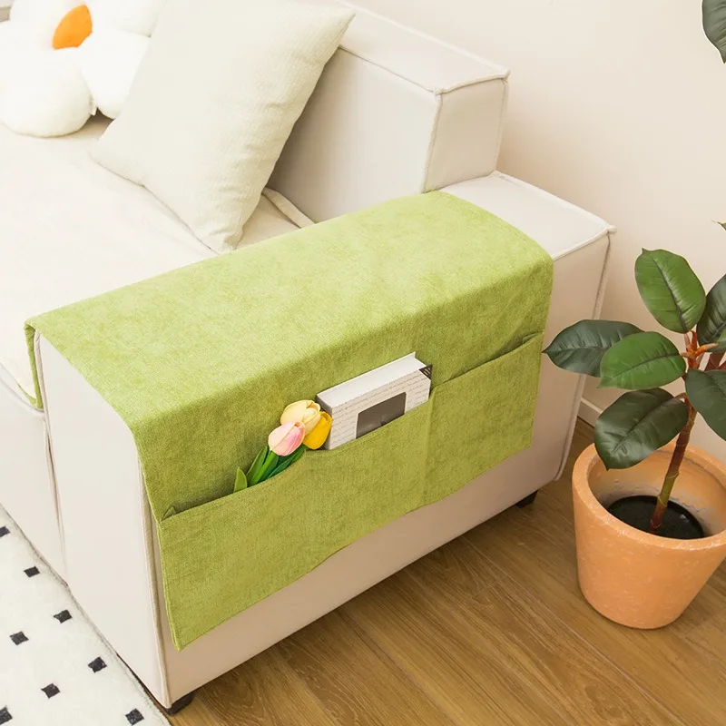 1PC Sofa Armrest Organizer Pouch Sofa Cover Side Pockets Storage Organizer Hanging Pouch Anti-slip Dustproof Sofa Armrest Gloves: apple green / 60*60cm