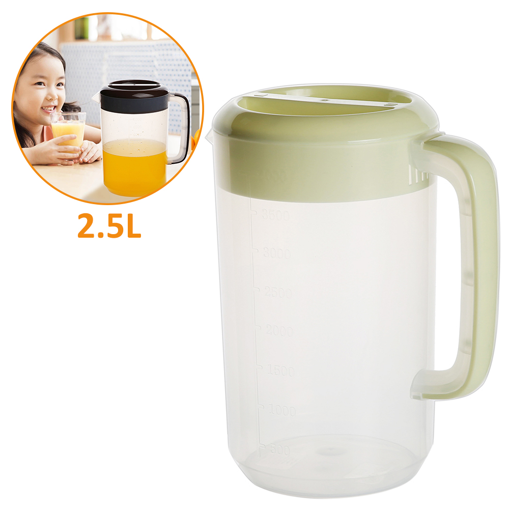 Jarra de agua transparente de 2,5l/5L, olla de agua de gran capacidad, jarra de agua fría, hervidor de agua con mango ergonómico, botella contenedor de agua: green-2.5L