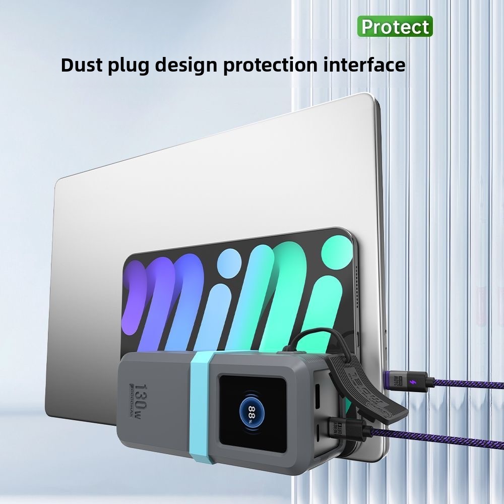 For Ugreen 130W/100W 20000mAh Power Bank Portable Travel-Friendly With Data Cable Storage & Anti Silicone Case