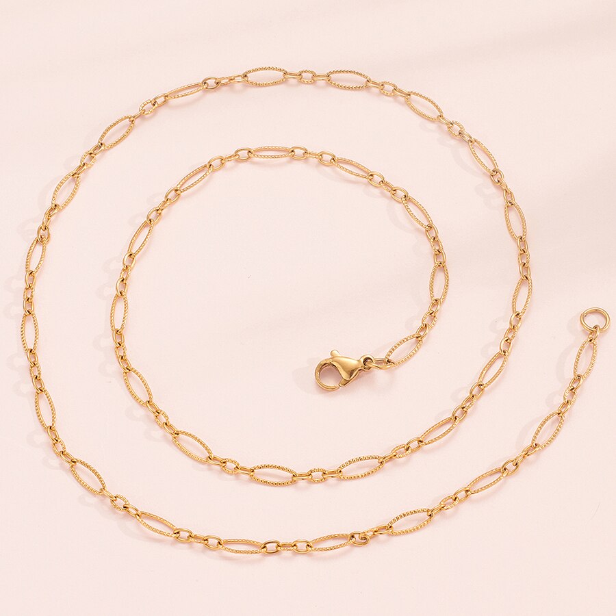 Width 3.5mm Stainless Steel O Chain Gold and Silver Color Women Necklace Length 14&quot;-30&quot;