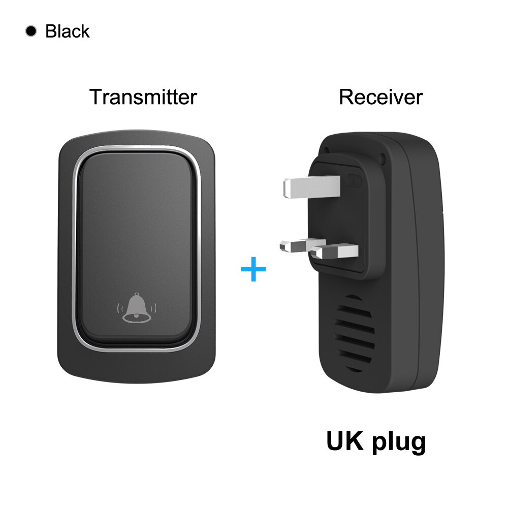 AVATTO No Battery Required Intelligent Wireless Doorbell, 150M IP68 Waterproof Welcome Bell Home Door Bell Smart Home Security: 1 Black UK WD01