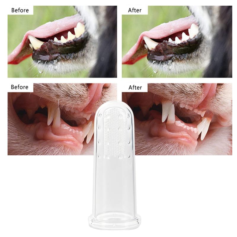 1Pcs Zachte Vinger Tandenborstel Hond Dental Cleaning Tanden Care Hygiëne Borstel Huisdieren Hond Kat Schoonmaakproducten Teddy Hond tanden Tool