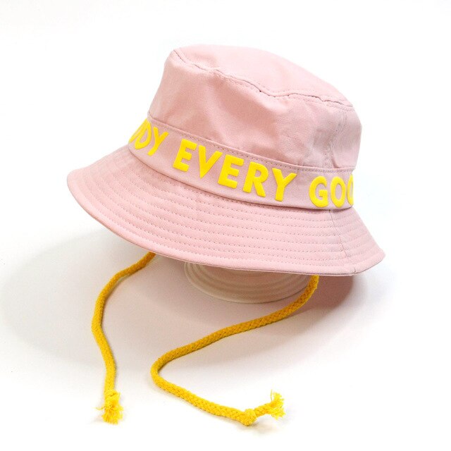 Børn fisker hat flad top koreansk baby bassin hat personlighed stil engelske bogstaver drenge og piger solhatte trendy: A1
