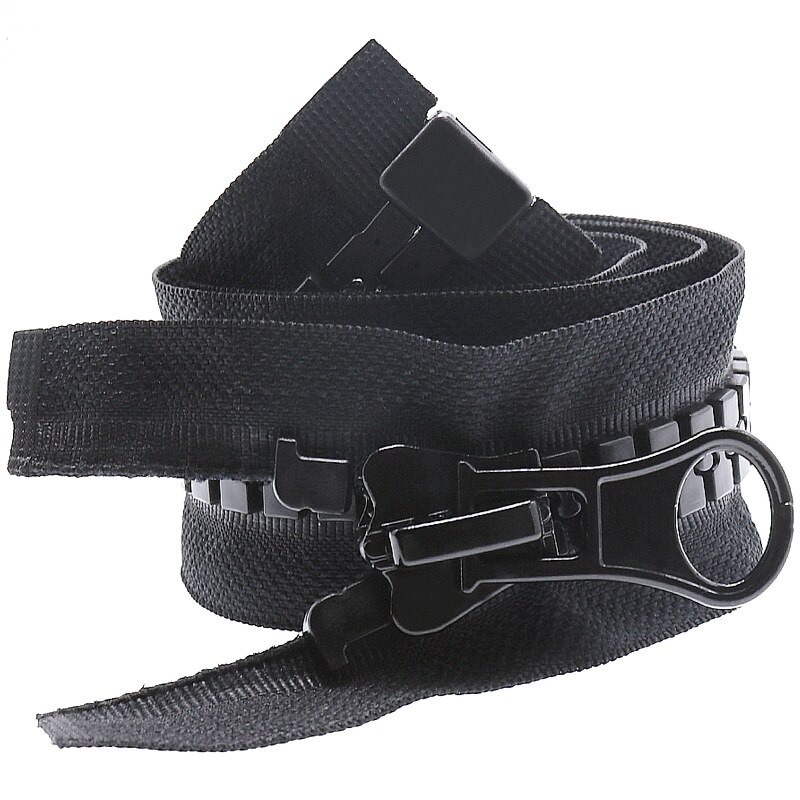 Cremallera Extra grande de resina de 20 ° 70/90/100/150/200cm, cremalleras para costura doble deslizante de extremo abierto, accesorios para chaqueta y abrigo, 1 unidad, DIY: Black-singleslider / 150cm