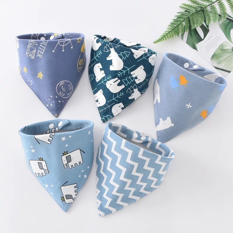 5 teile/los Baby Lätzchen Cartoon Print Speichel Handtuch Jungen Mädchen Fütterung Schürze Baumwolle Dreieck Doppel Bandana Lätzchen Baby Zubehör