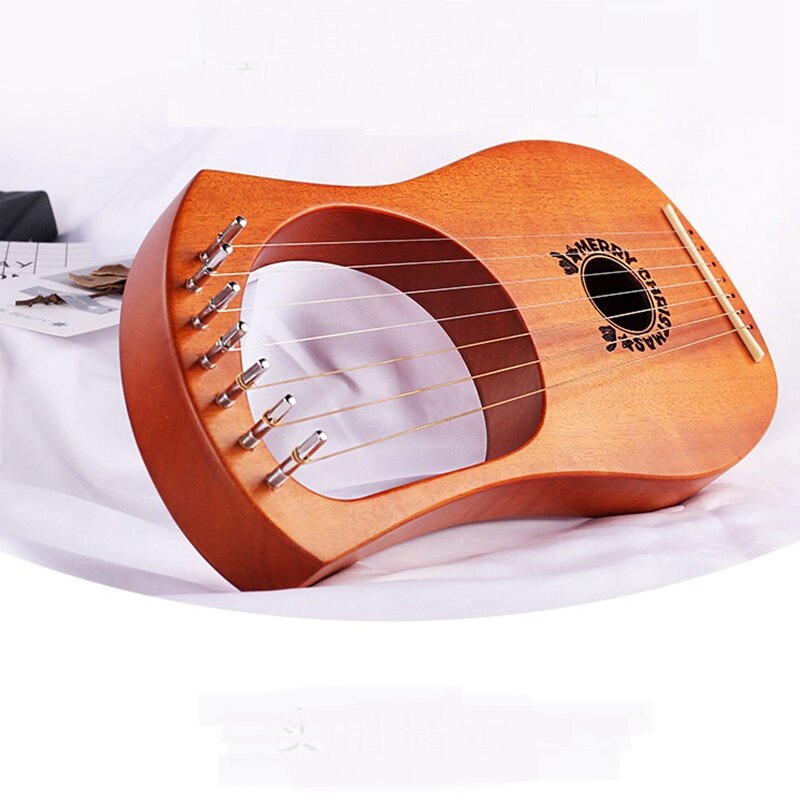 Lyre Harp 7 Metal String Harp Heptachord Mahogany Lye Harp with Tuning Wrench,for Music Lovers Beginners Kids Adult