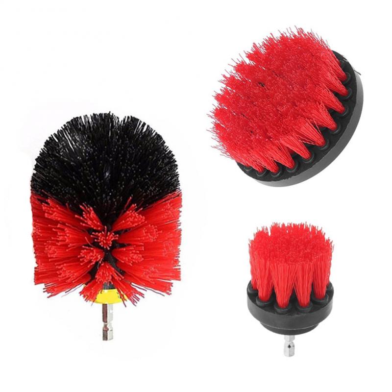 3Pcs/Set Power Scrubber Brush Set For Car Bathroom Drill Brushes Cordless Attachment Kit Power Toilet Brush Cleaning Brush: Red