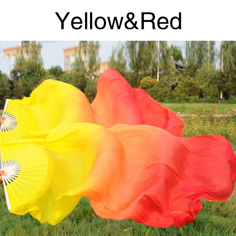 Regenbogen die Seide Fans tanzen Fan Bauchtanz Schleier Fans Handheld Bambus Fan Leistung Tanzen Faltbare Lange Fans Hause Dekoration: 02
